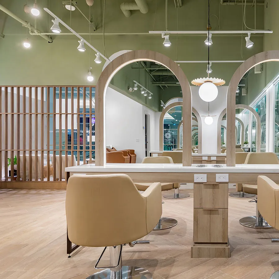 commercial slat room divider millwork fabrication.webp